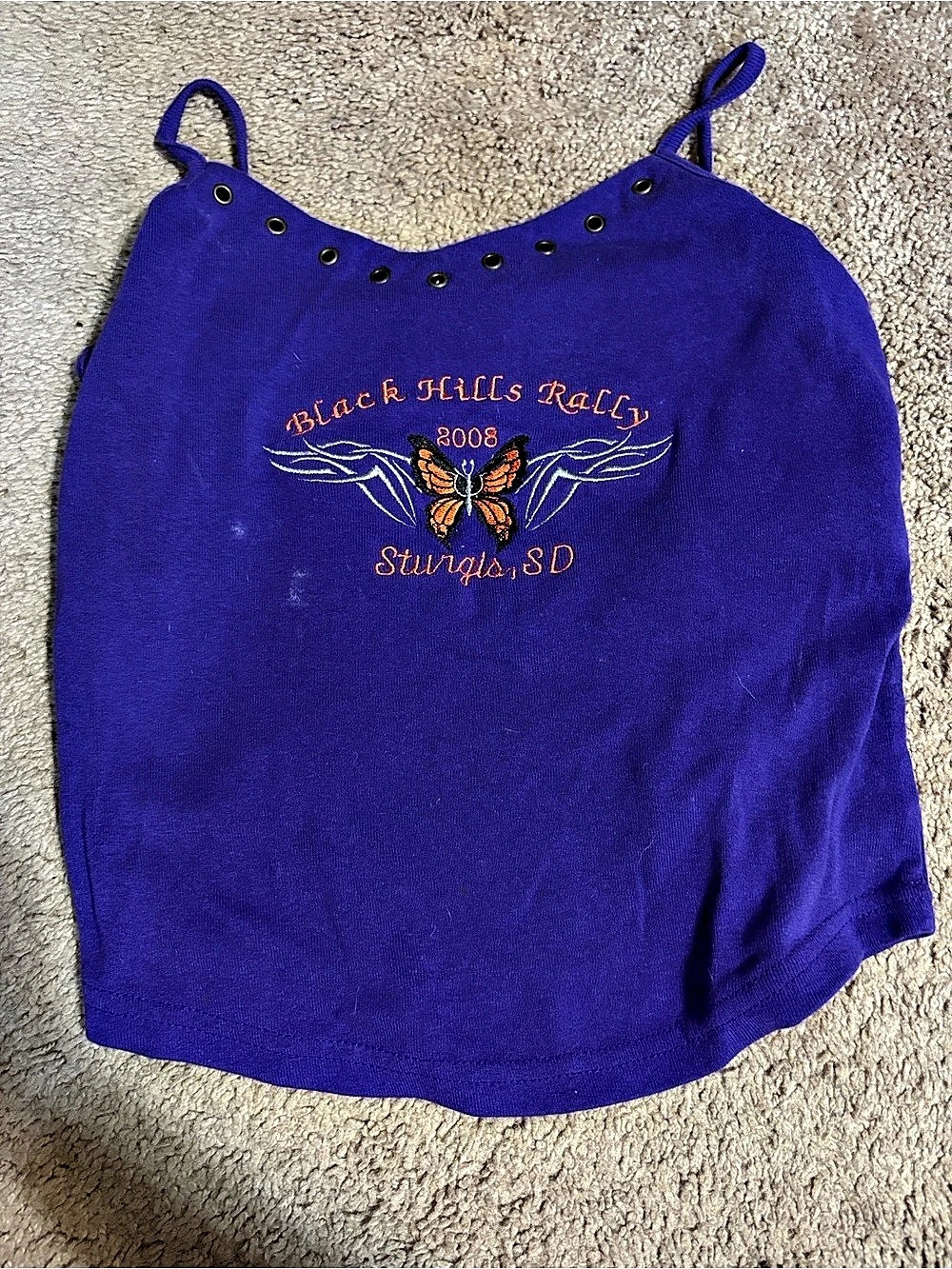 Teri Linger Purple Embroidered Tank Top